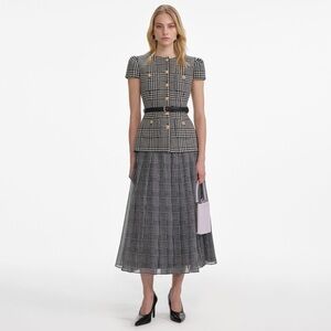 Self portrait HOUNDSTOOTH TAILORED MIDI DRESS $800 NEW with tag